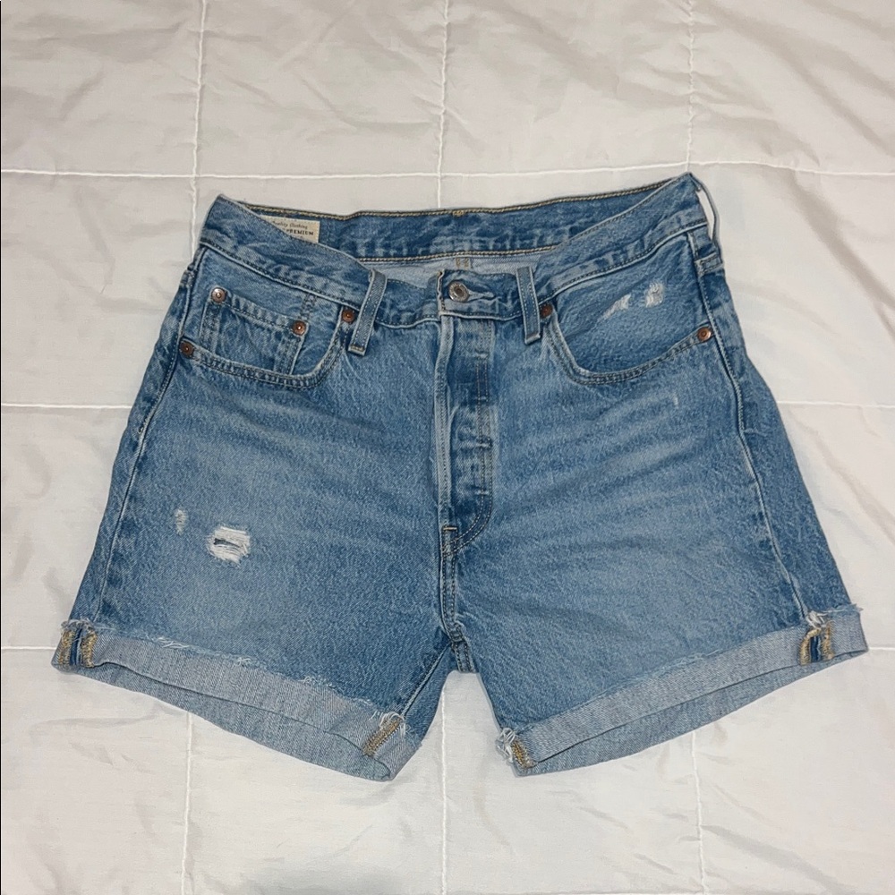 Levi's Light Blue Distressed Jean Shorts